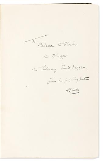 WELLS, H.G. Group of 14 books Inscribed and Signed, "H.G." or "J[aguar]," to Rebecca West ("Rebecca" or "Panther") or her son Anthony.